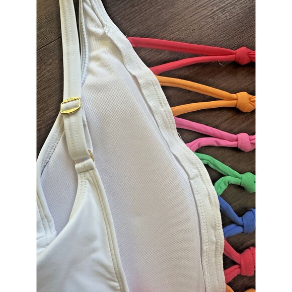 Bleu by Rod Beattie Women's Core-Lace-Down Mio One-Piece Swimsuit White Multi 14 - Picture 6 of 9